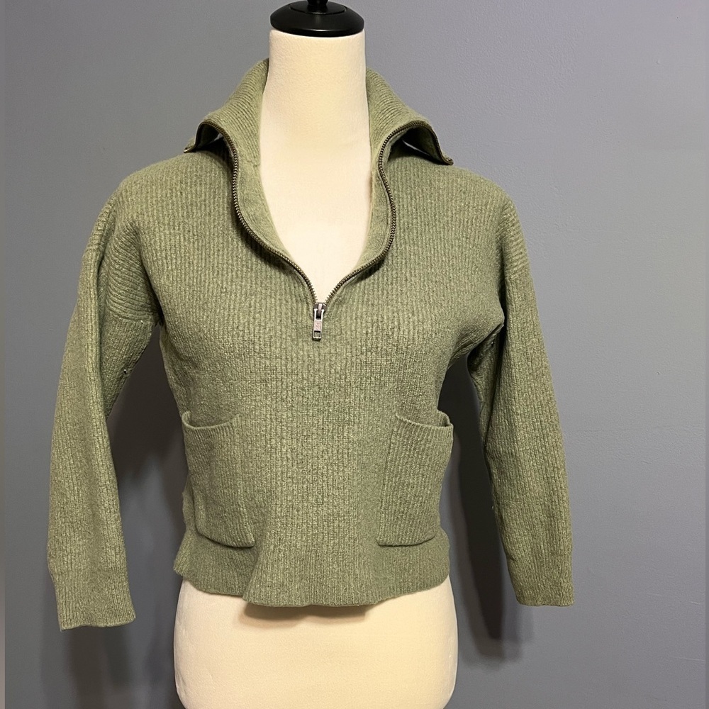 Madewell Glenbrook Half-Zip Pullover Sweater Merino Wool
Ribbed Moss Green XL